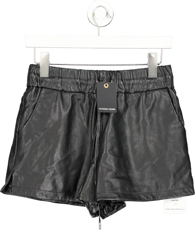 Marissa Webb Black Baxter Leather Boxer Shorts UK 6