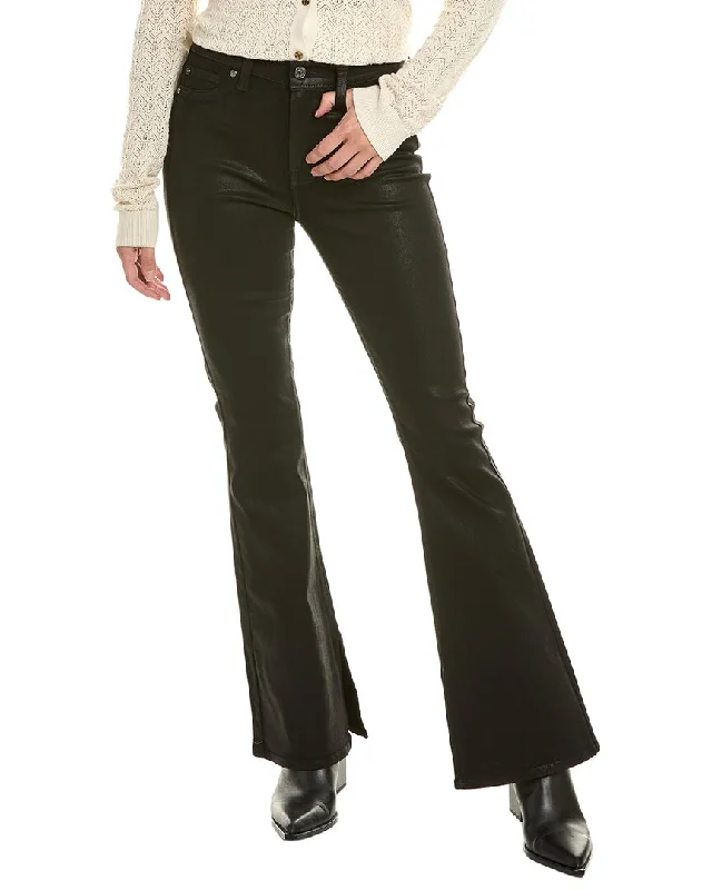 7 For All Mankind Ali Coated Black High-Waist Flare Jean