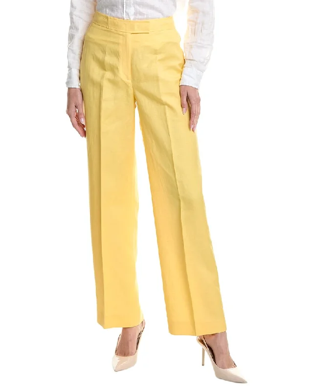 Anne Klein High-Rise Linen-Blend Wide Leg Pant