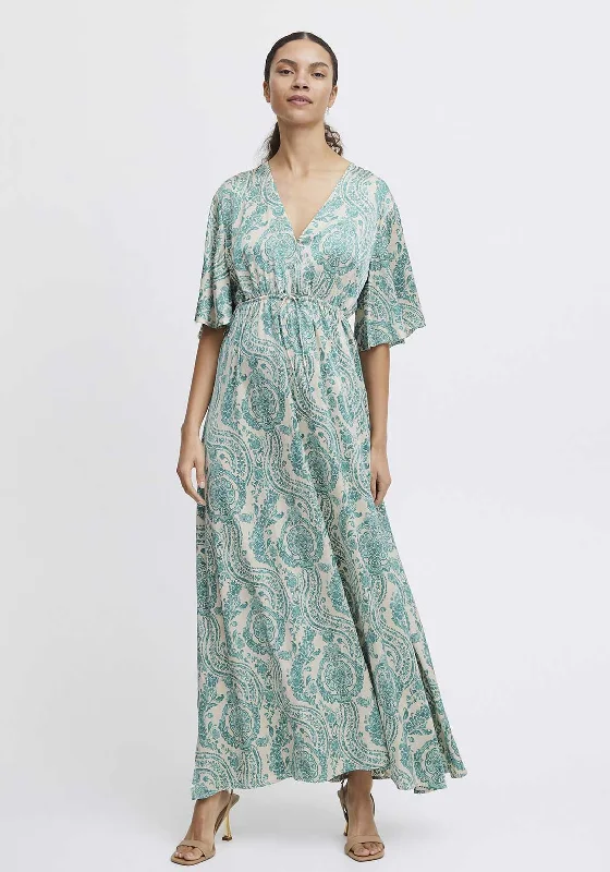 B.Young Farinela Vintage Floral Long Dress, Fair Green