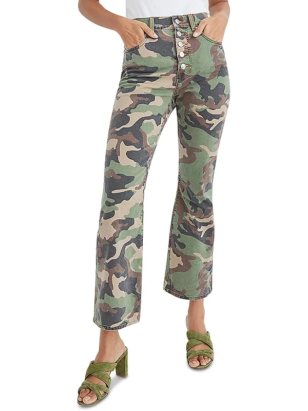 Carly Womens Camouflage Cotton Flared Jeans