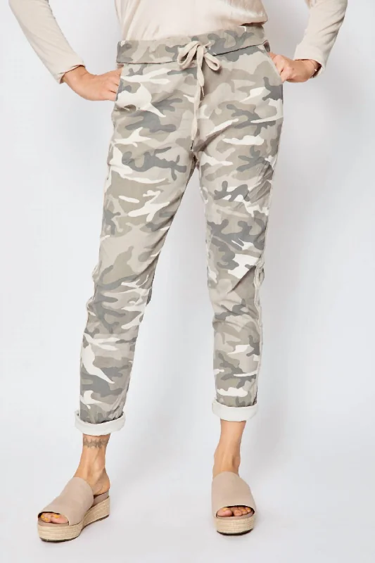 D Style Silver Stripe Camo Pants In Sand