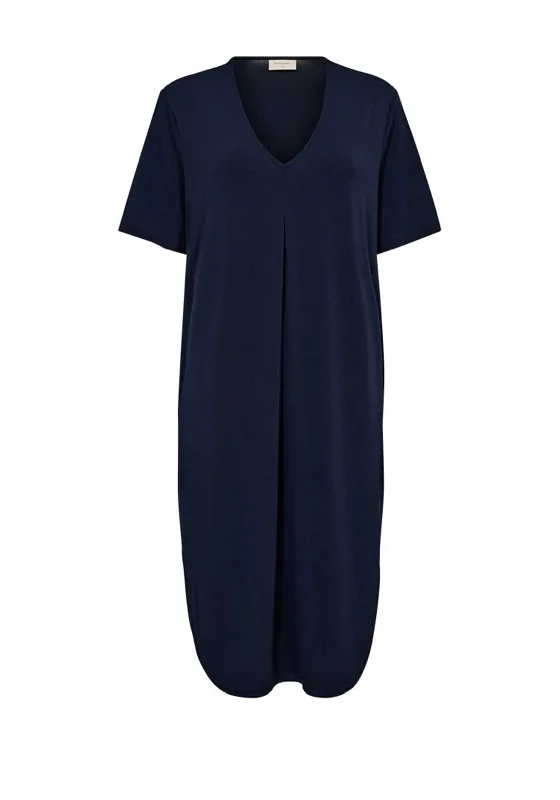 Freequent Floi T-Shirt Midi Dress, Navy Blazer