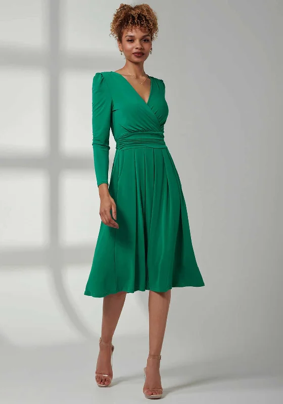 Jolie Moi Plain Long Sleeve Jersey Midi Dress, Green