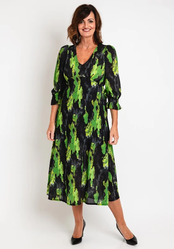 Kate & Pippa Streasa Print Maxi Dress, Black & Green