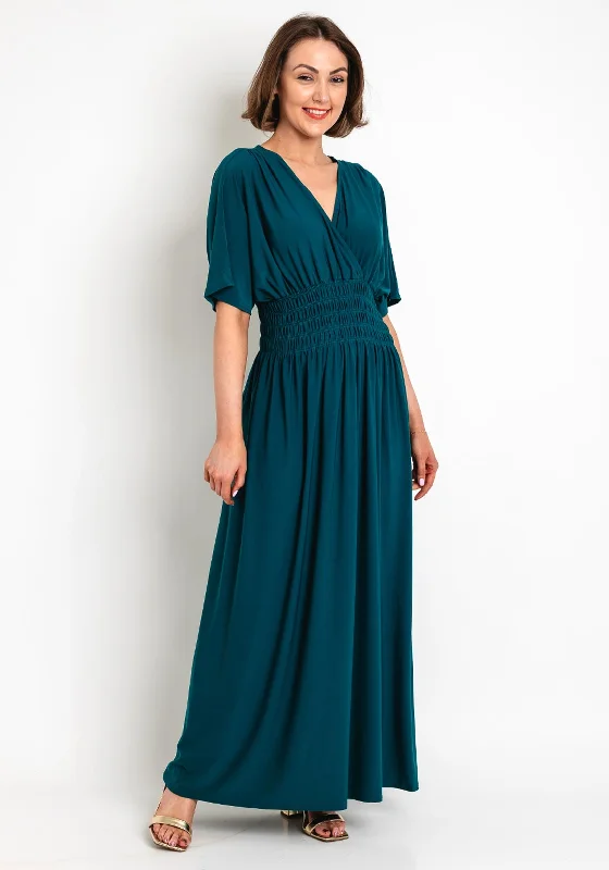 Serafina Collection One Size Shirring Waist Maxi Dress, Teal