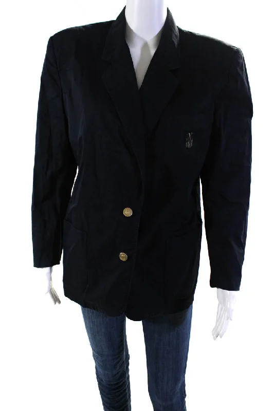 Gianni Valentino Sport Womens Button Down Light Jacket Navy Blue