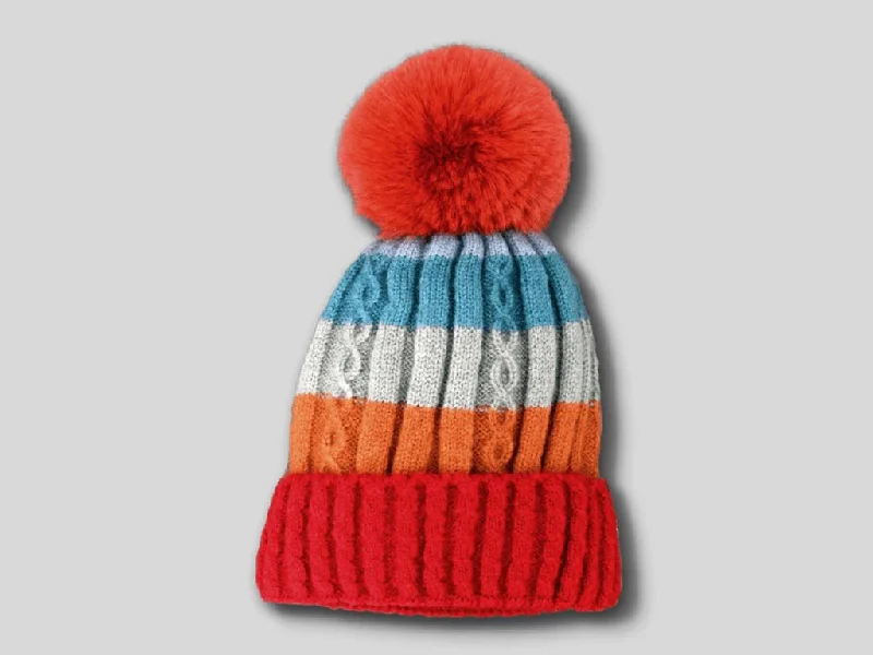 Red Striped Knit Hat