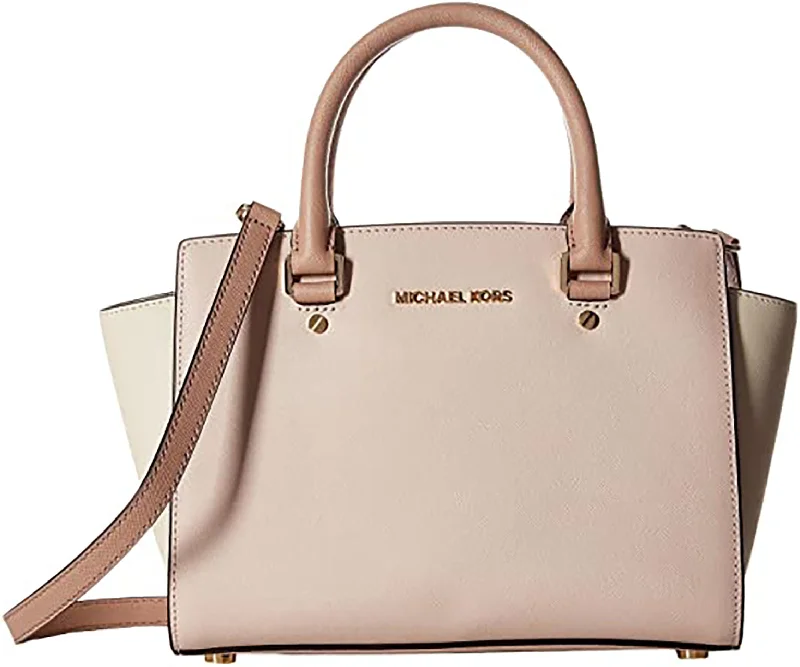 Michael Kors Women's Selma Medium Top Zip Satchel (Soft Pink/Ecru/Fawn)