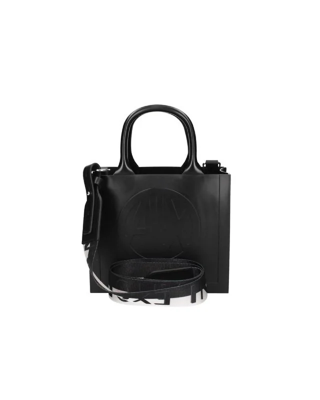 Armani Exchange  Circle Logo Top Handle Bag in Black