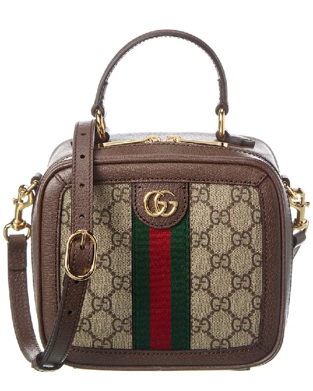 Gucci Ophidia Mini Gg Supreme Canvas & Leather Top Handle Bag