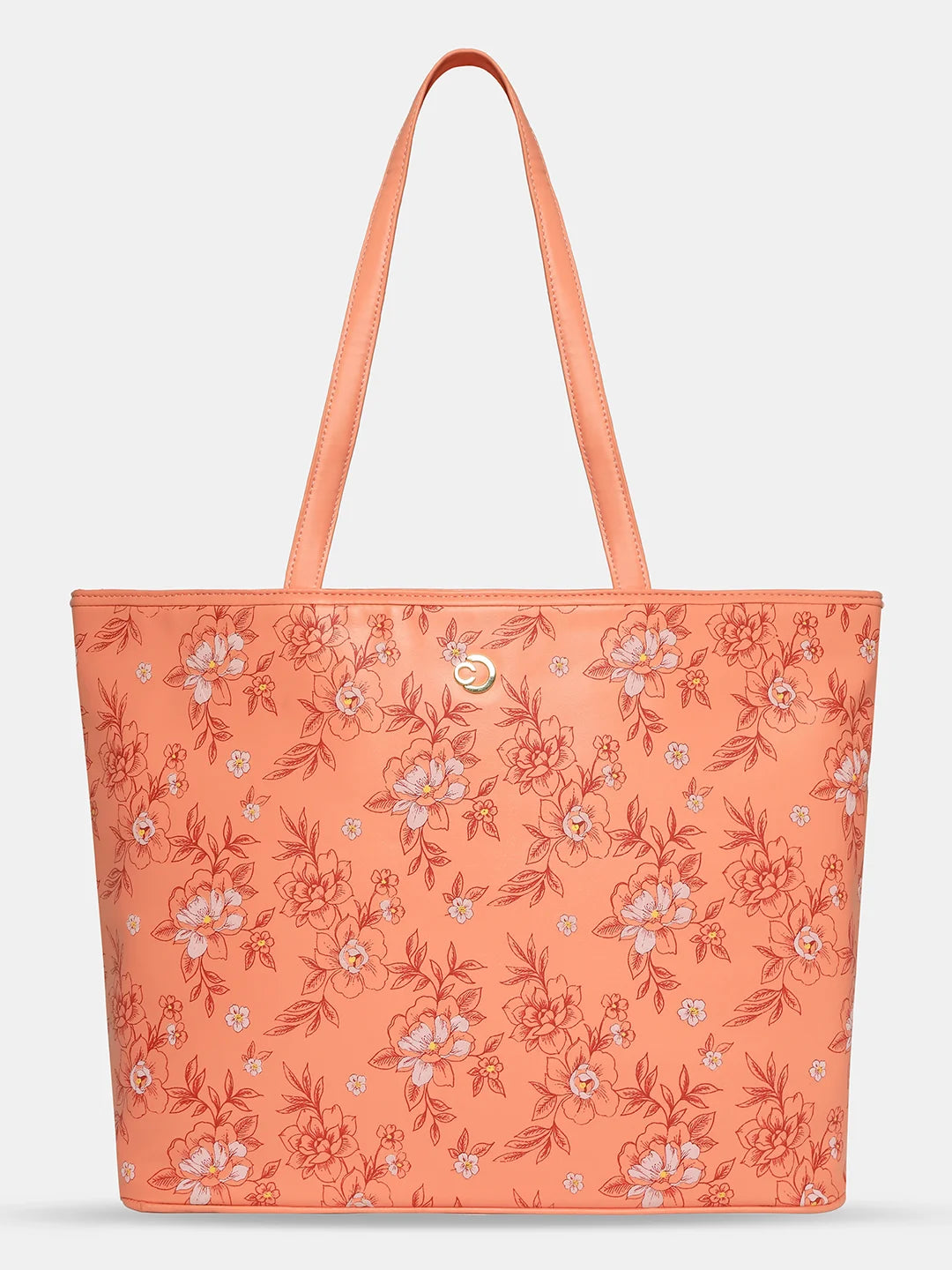 Caprese Snow Laptop Tote Large Printed Women'S Office Handbag Coral