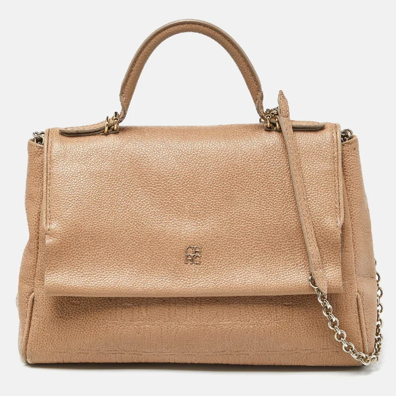 Carolina Herrera  Leather Minuetto Flap Top Handle Bag