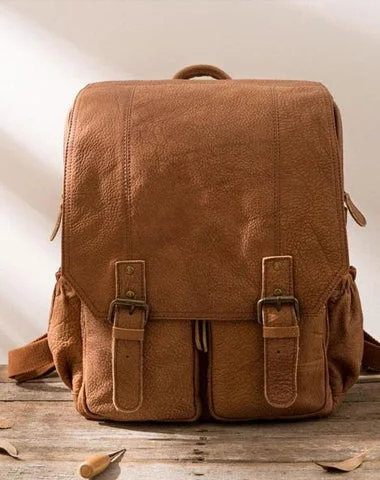 Cool Brown Mens Leather Backpacks Travel Backpacks Laptop Backpack for men