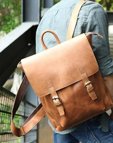 Cool Leather Mens Backpack Travel Backpack Laptop Backpack for men