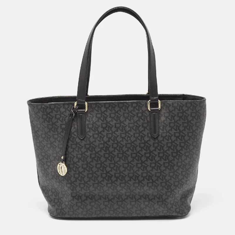 Dkny  Monogram Coated Canvas And Leather Top Zip Tote