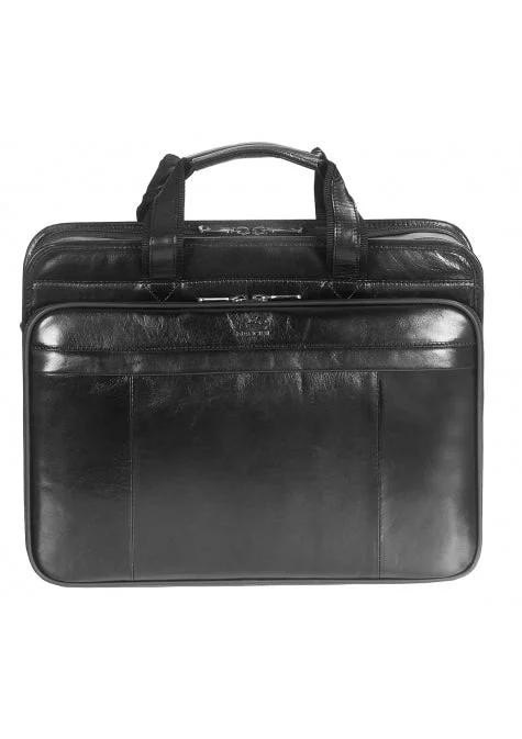 Mancini Leather Briefcase for Laptop and Tablet with Double Compartment (95832)