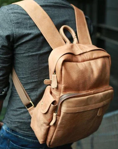 Leather Brown Mens Backpacks Cool Travel Backpack Laptop Backpack for men