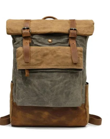 Waxed Canvas Mens Travel Backpacks Canvas School Backpacks Laptop Backpack for Men