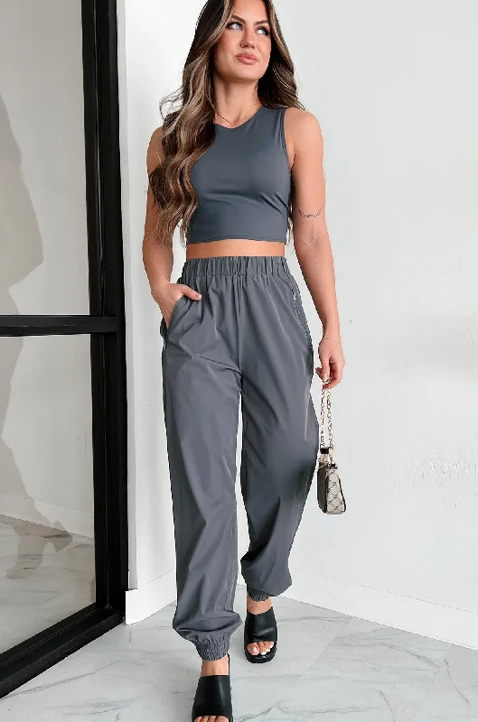 Strong Finish Crop Top & Jogger Set (Charcoal)