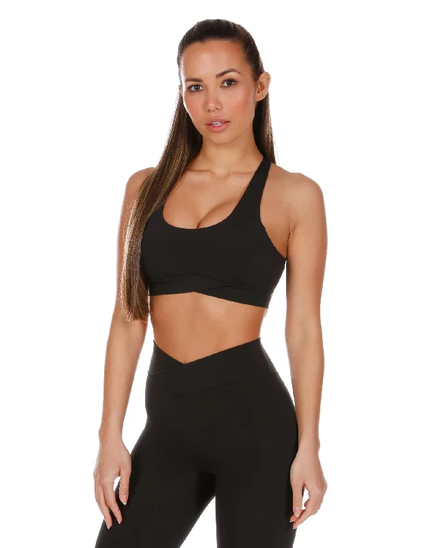 Cross Over Sports Bra - Black