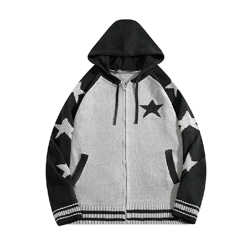 American Retro Stars Cardigan Hoodies