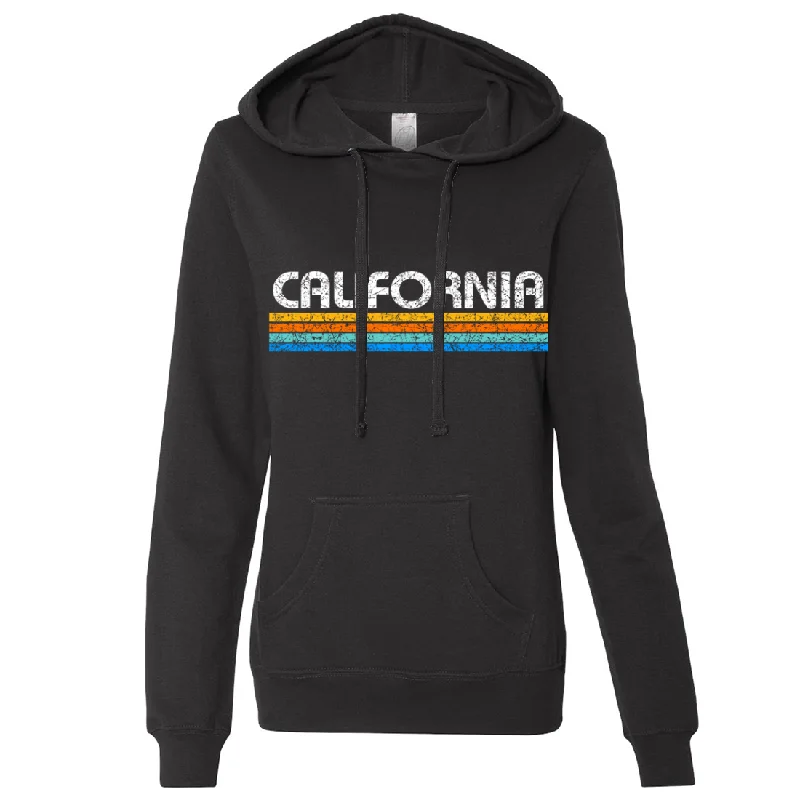 California Vintage Stripe Ladies Lightweight Fitted Hoodie