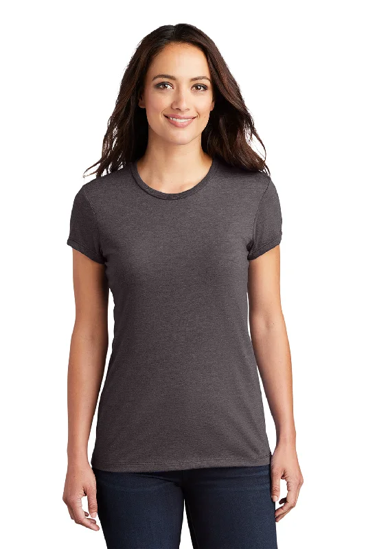 District Womens Fitted Perfect Tri Short Sleeve Crewneck T-Shirt - Heather Charcoal Grey