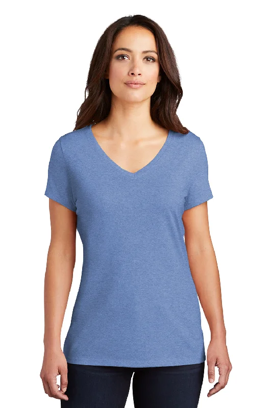 District Womens Perfect Tri Short Sleeve V-Neck T-Shirt - Maritime Blue Frost