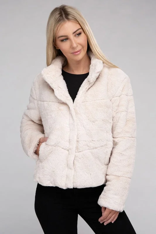 Fluffy Zip-Up Sweater Jacket *Online Only*