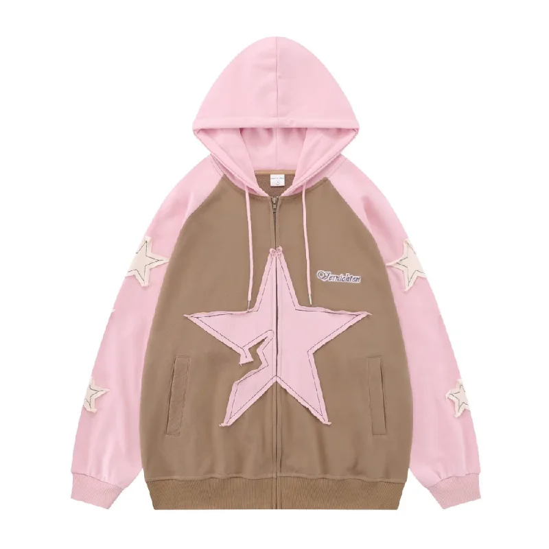 Japanese Bold Contrasting Star Hoodie