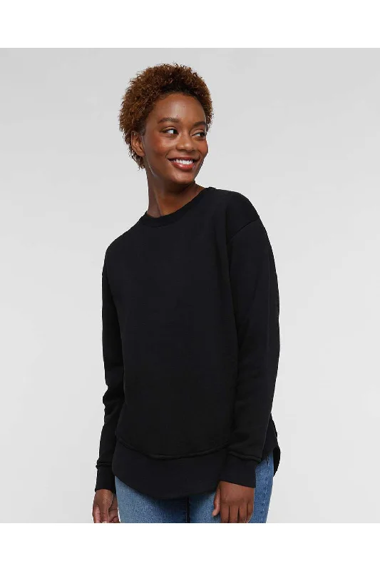 LAT Womens Weekend Fleece Crewneck Sweatshirt - Black