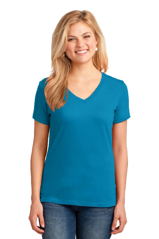 Port & Company Womens Core Short Sleeve V-Neck T-Shirt - Neon Blue