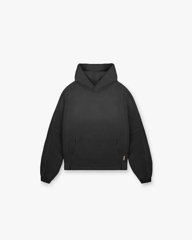 Stepped Hem Hoodie - Stained Black