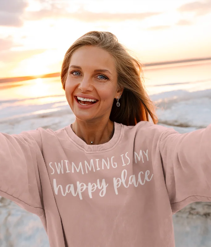 Swimming Is My Happy Place Unisex Organic Cotton Sweatshirt