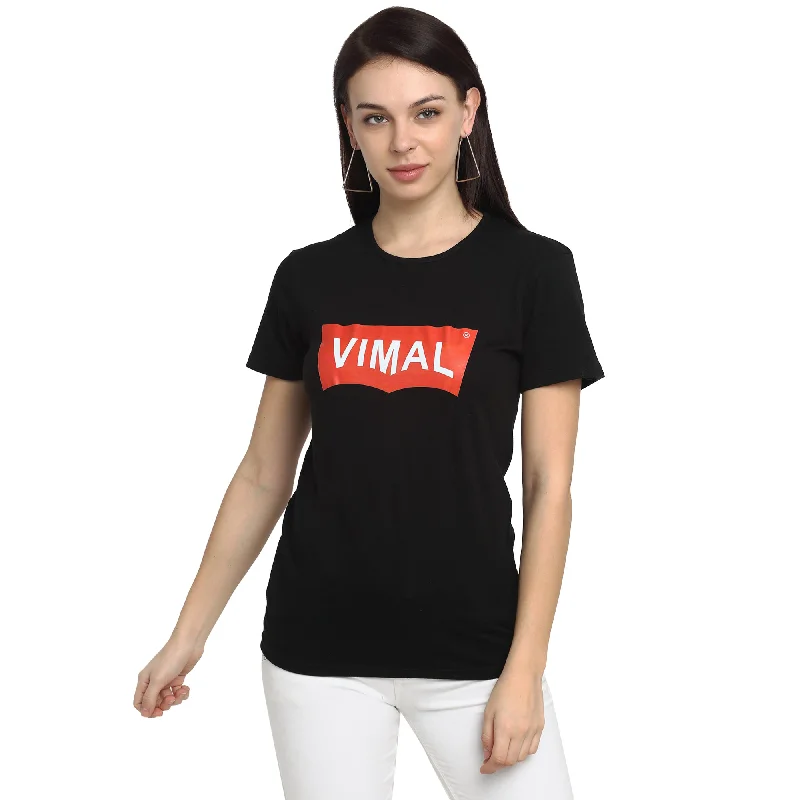 Vimal Jonney Black Half Sleeve T-shirt For Women's