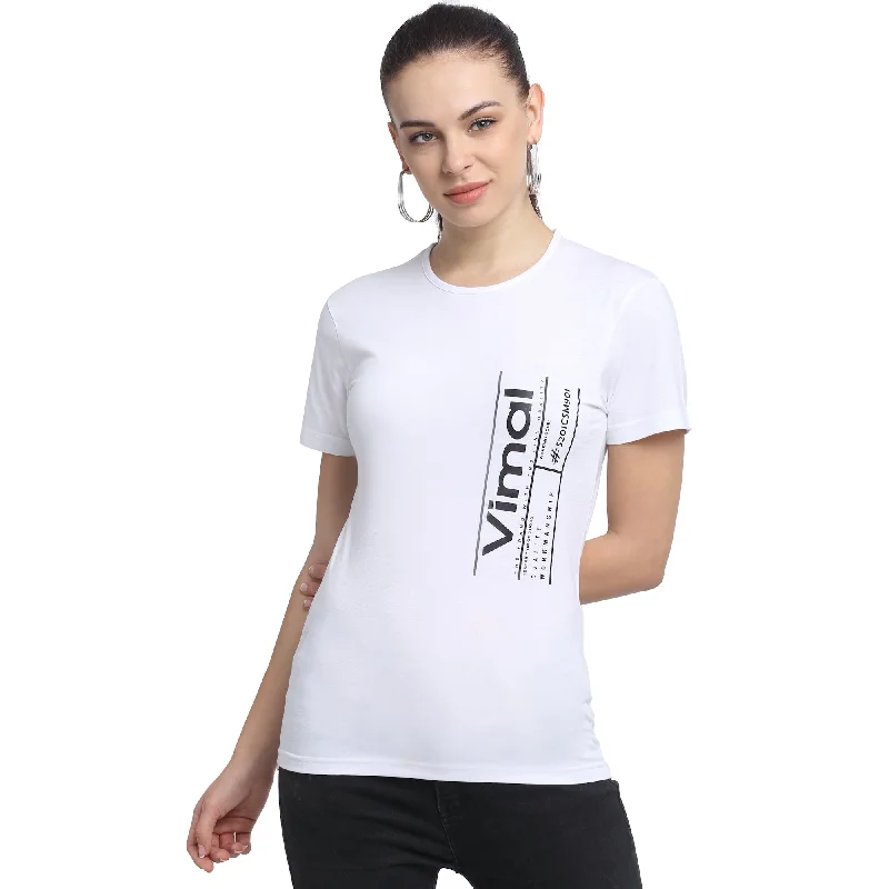 Vimal Jonney White Half Sleeve T-shirt For Women's