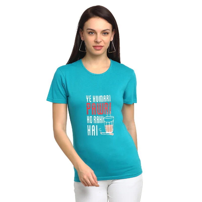 Vimal Jonney Turquoise Half Sleeve T-shirt For Women's