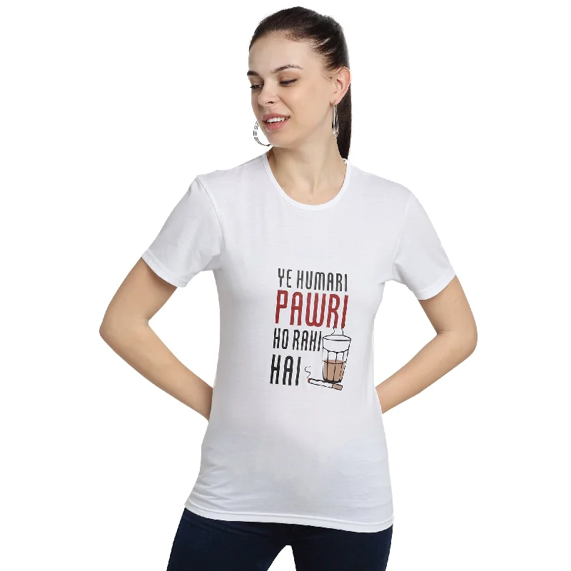 Vimal Jonney White Half Sleeve T-shirt For Women's