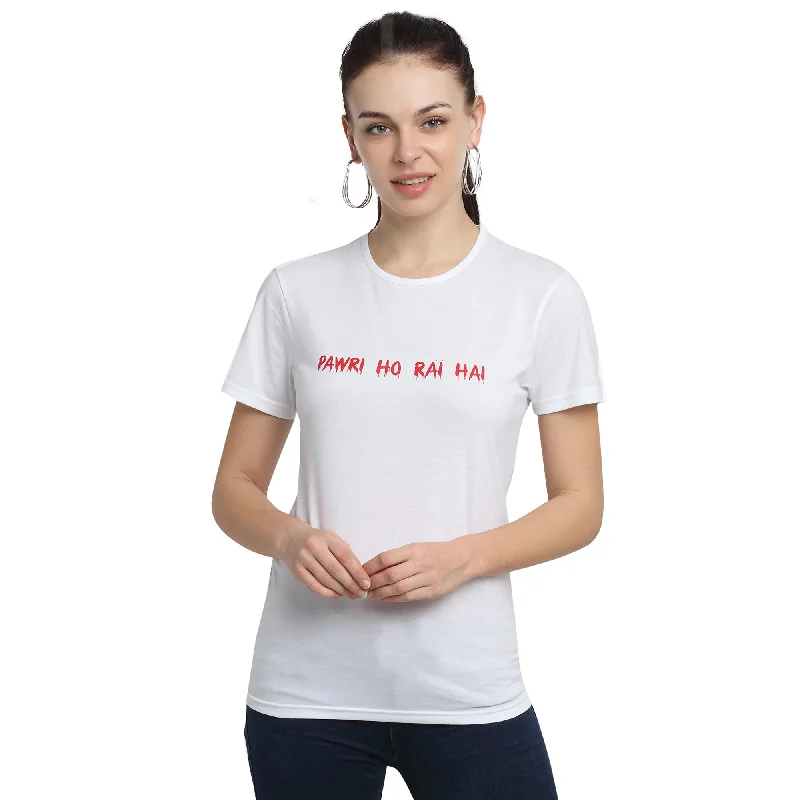 Vimal Jonney White Half Sleeve T-shirt For Women's