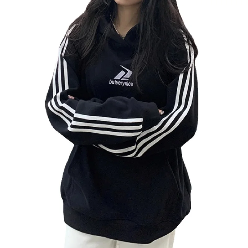 Women's Classic Versatile Striped Hoodie