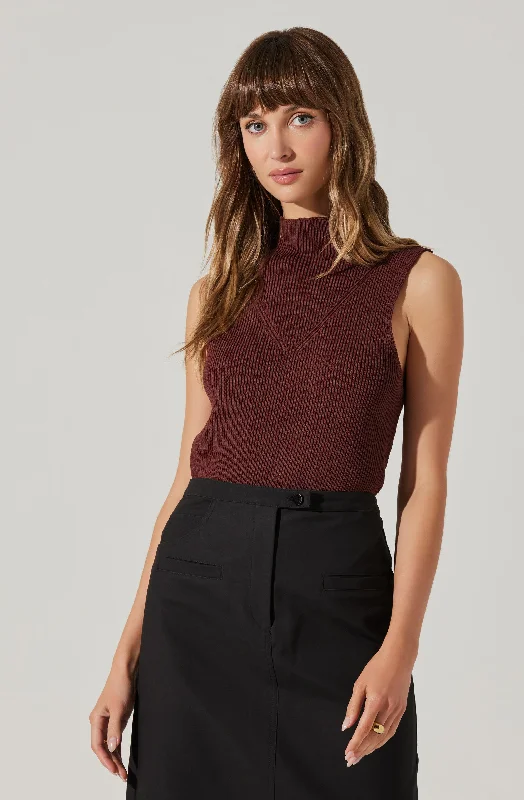 Zea Mock Neck Sleeveless Sweater